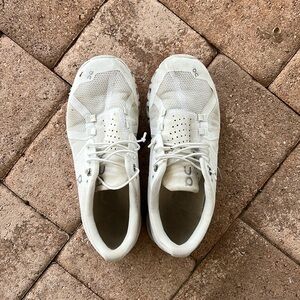 ON running shoes- worn out but comfortable. White size 6 W. Best offer!